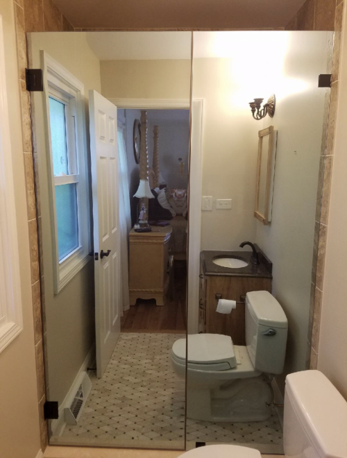 Laminated mirror & shower Door
