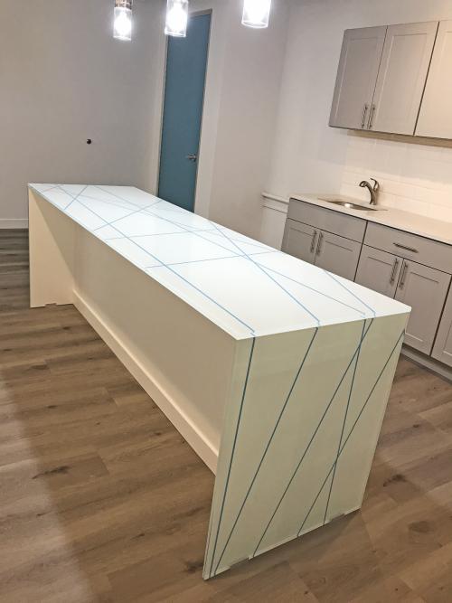 Kitchen Island - Blue lines with white