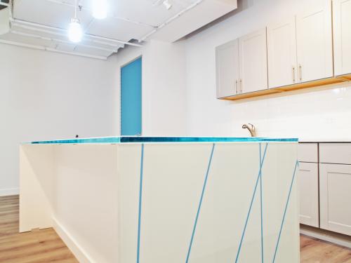 Kitchen Island - Blue lines with white